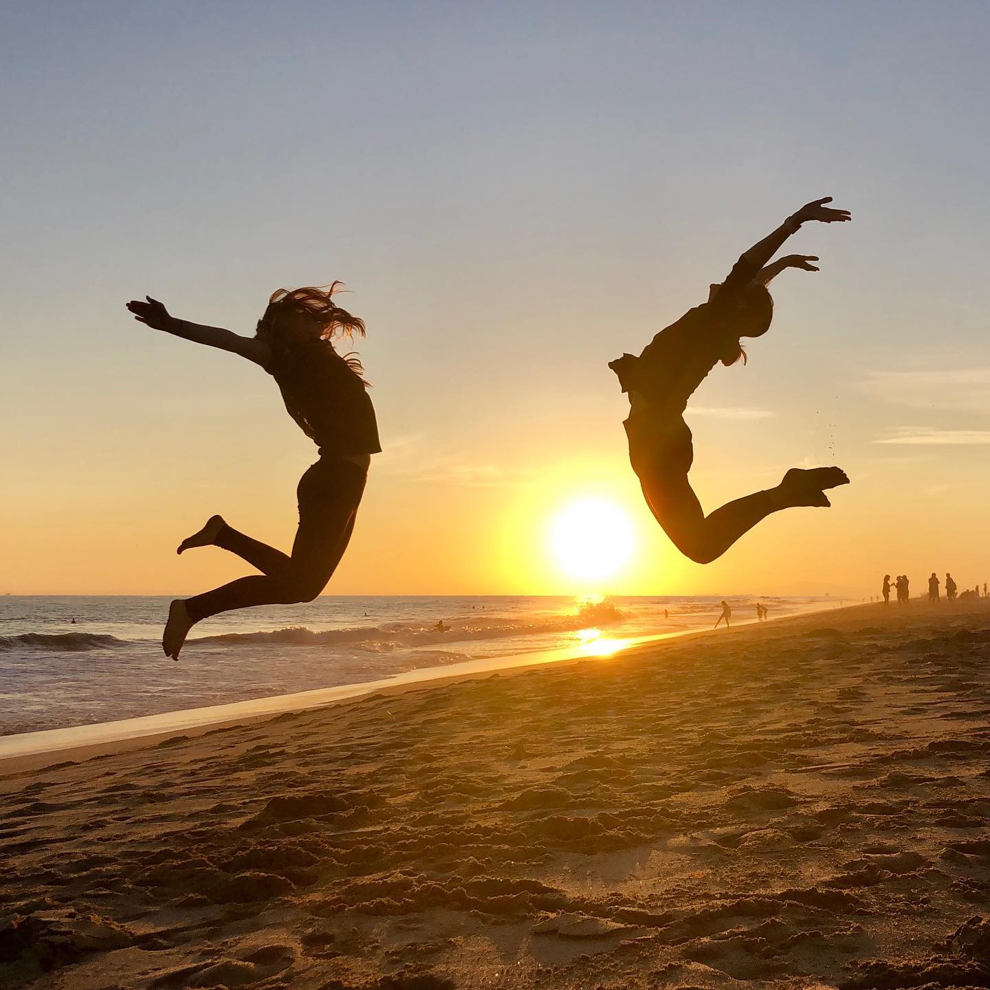 jumping on beach